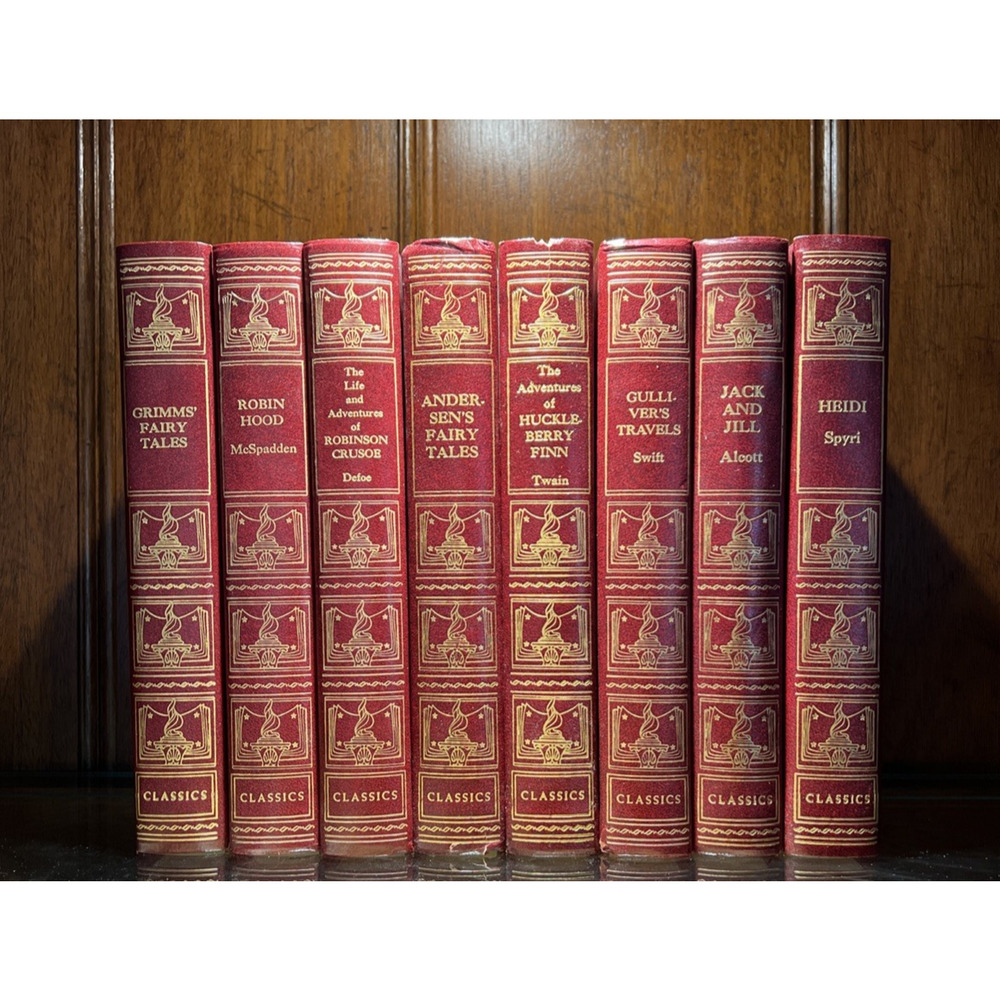 Vintage Lot 8 Illustrated Junior Young America Classics Hardcover '46 Shelf Set